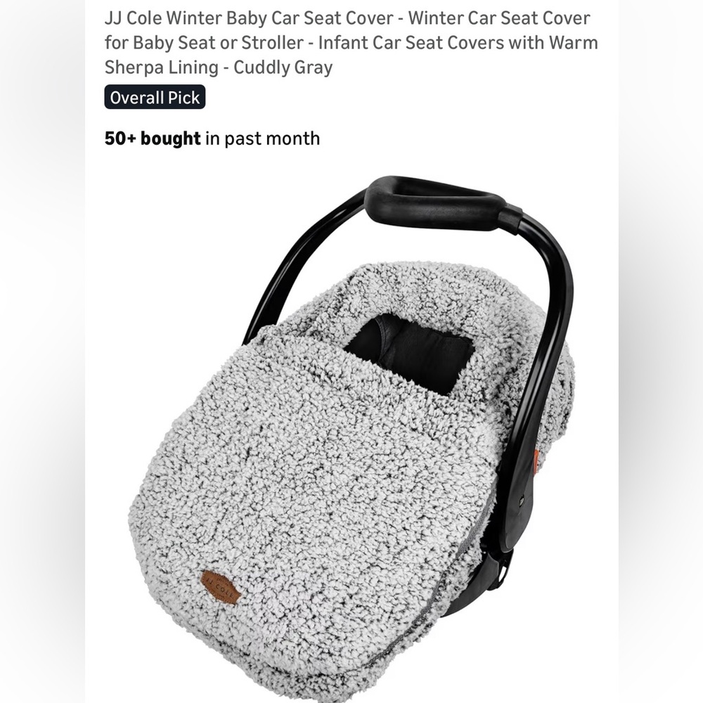 JJ Cole Sherpa Gray Car Seat Cover
